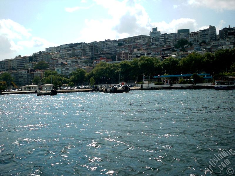 View of Kabatas coast from the Bosphorus in Istanbul city of Turkey.
