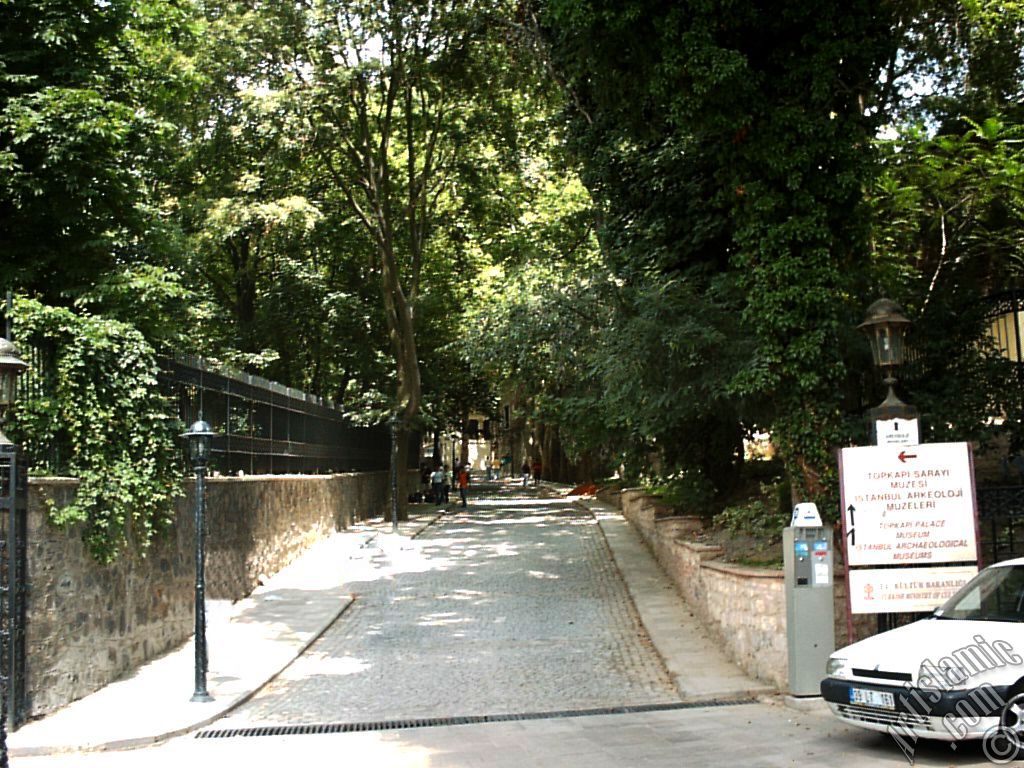 View of a street next to Gulhane Park takes you to Topkapi Palace in Istanbul city of Turkey.
