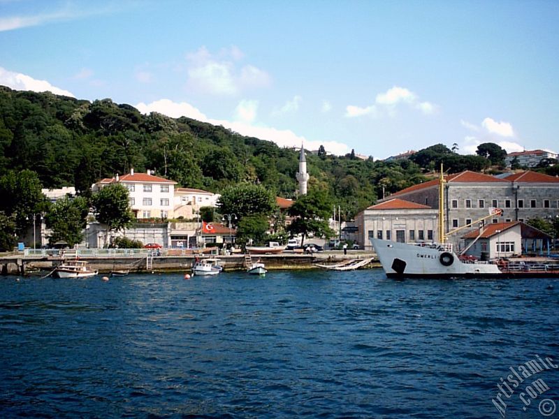 View of Kuzguncuk coast from the Bosphorus in Istanbul city of Turkey.
