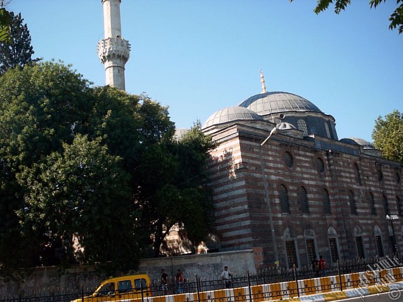 View of Sinan Pasha Mosque made by Architect Sinan from the shore of Besiktas in Istanbul city of Turkey.
