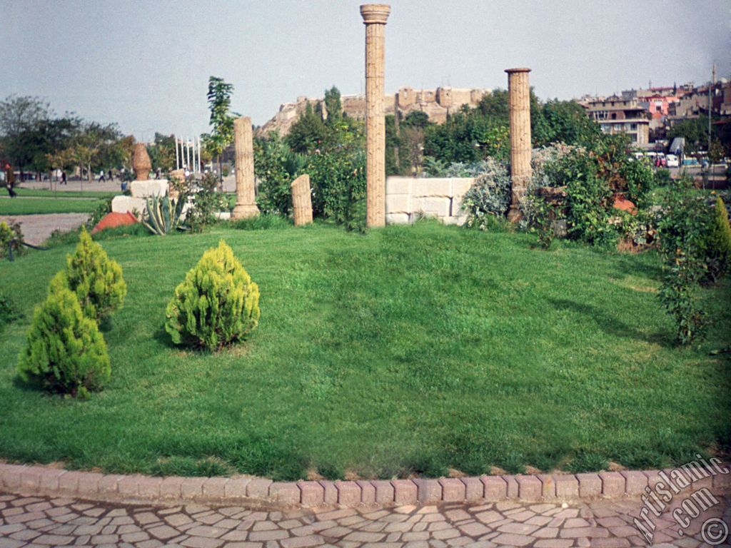 View towards the historical Antep Citadel from a park in Gaziantep city of Turkey.
