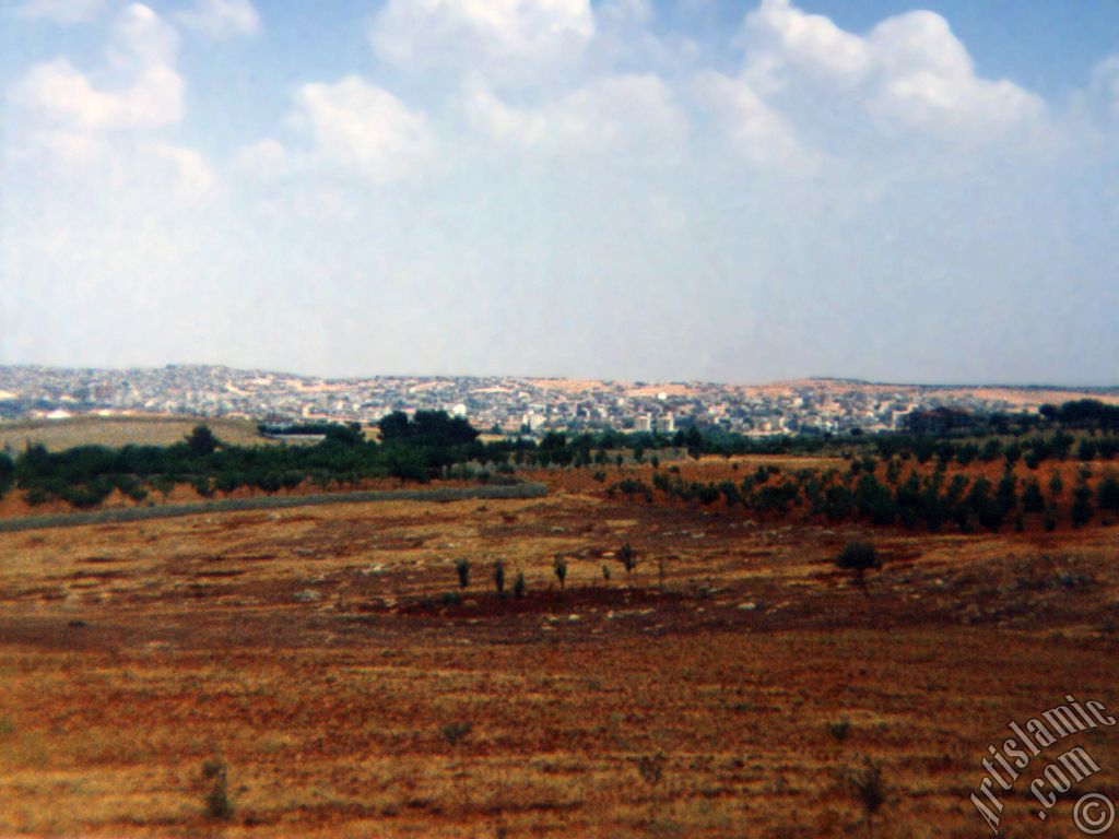 View towards Gaziantep city of Turkey from distant.
