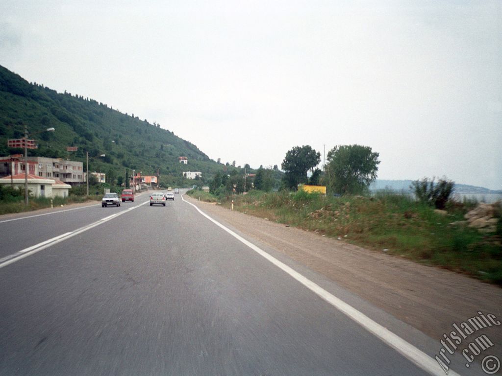 View of the coast of the high-way of Trabzon-Of in Turkey.
