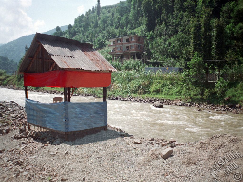 View of a stream next to the high-way of Rize-Ayder high plateu in Turkey.
