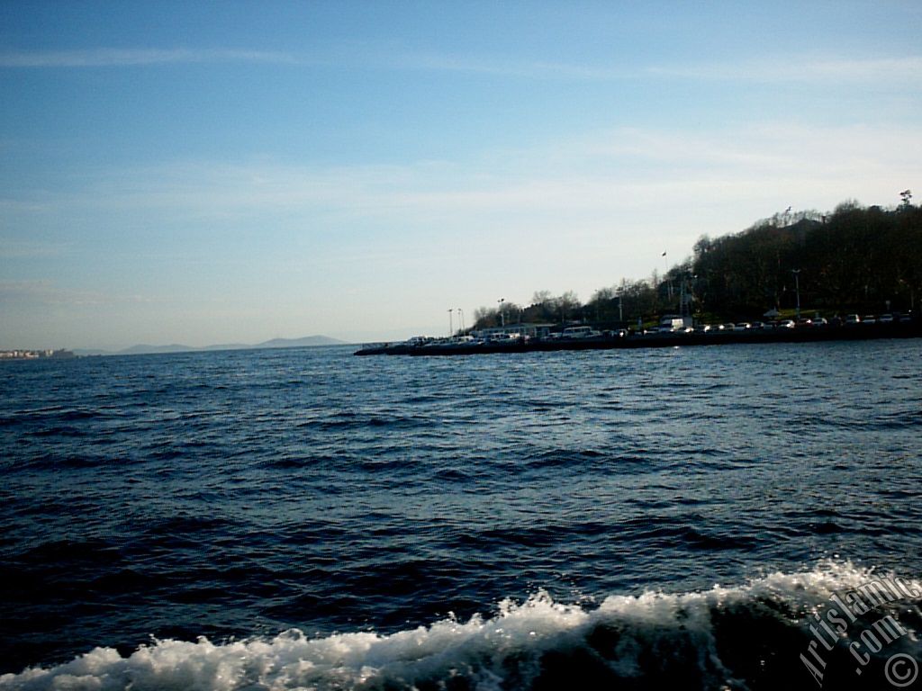 View of Sarayburnu coast from the Bosphorus in Istanbul city of Turkey.
