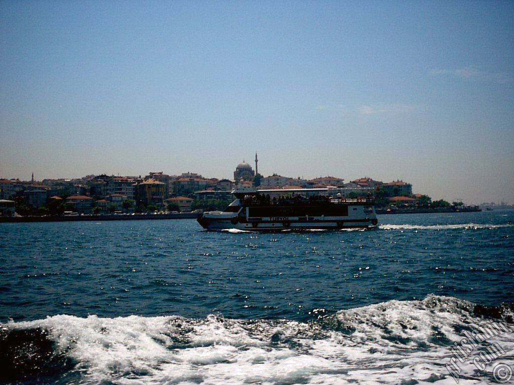 View of Uskudar coast from the Bosphorus in Istanbul city of Turkey.
