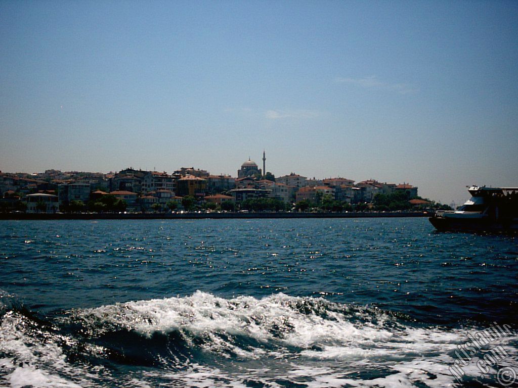 View of Uskudar coast from the Bosphorus in Istanbul city of Turkey.
