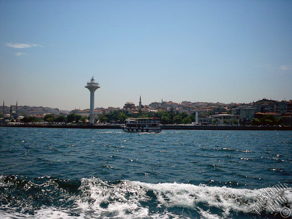 View of Uskudar coast from the Bosphorus in Istanbul city of Turkey.
