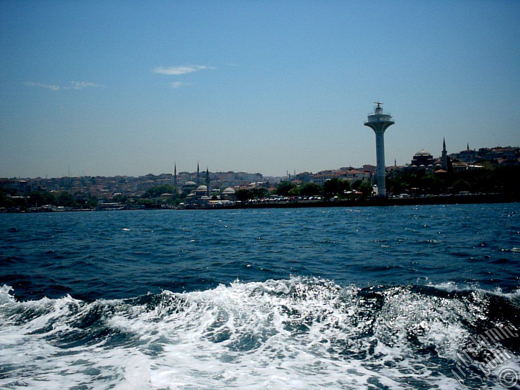 View of Uskudar coast from the Bosphorus in Istanbul city of Turkey.
