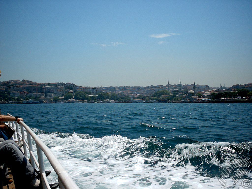 View of Uskudar coast from the Bosphorus in Istanbul city of Turkey.
