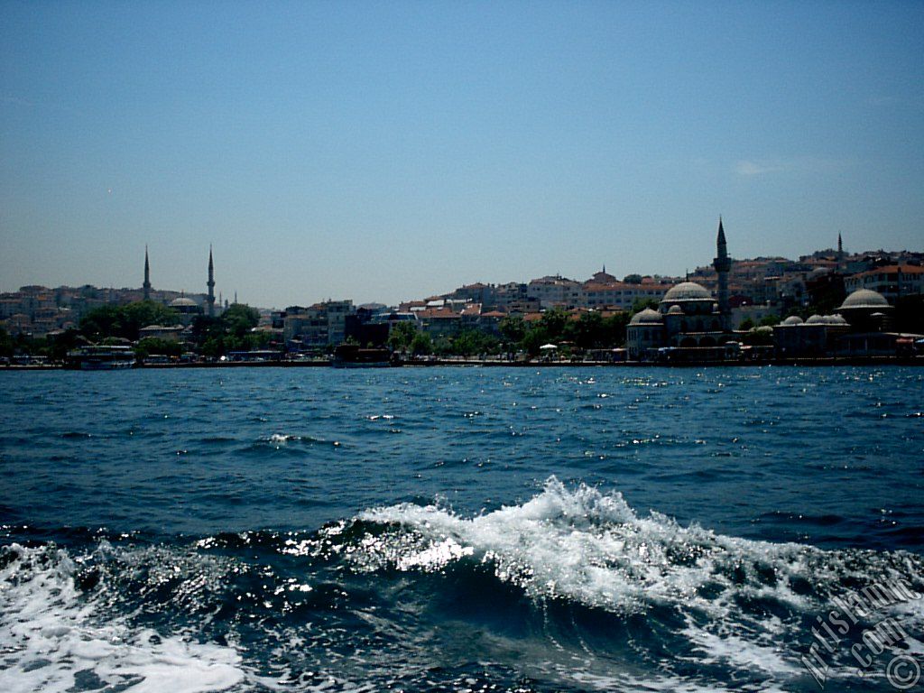 View of Uskudar coast from the Bosphorus in Istanbul city of Turkey.

