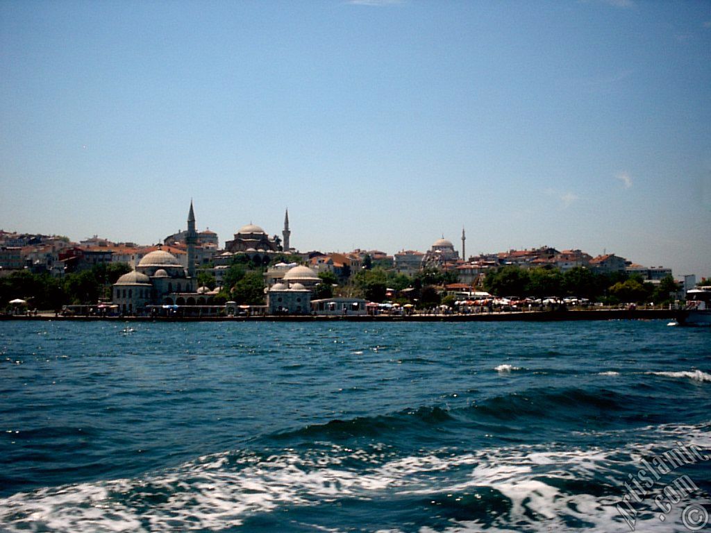View of Uskudar coast from the Bosphorus in Istanbul city of Turkey.
