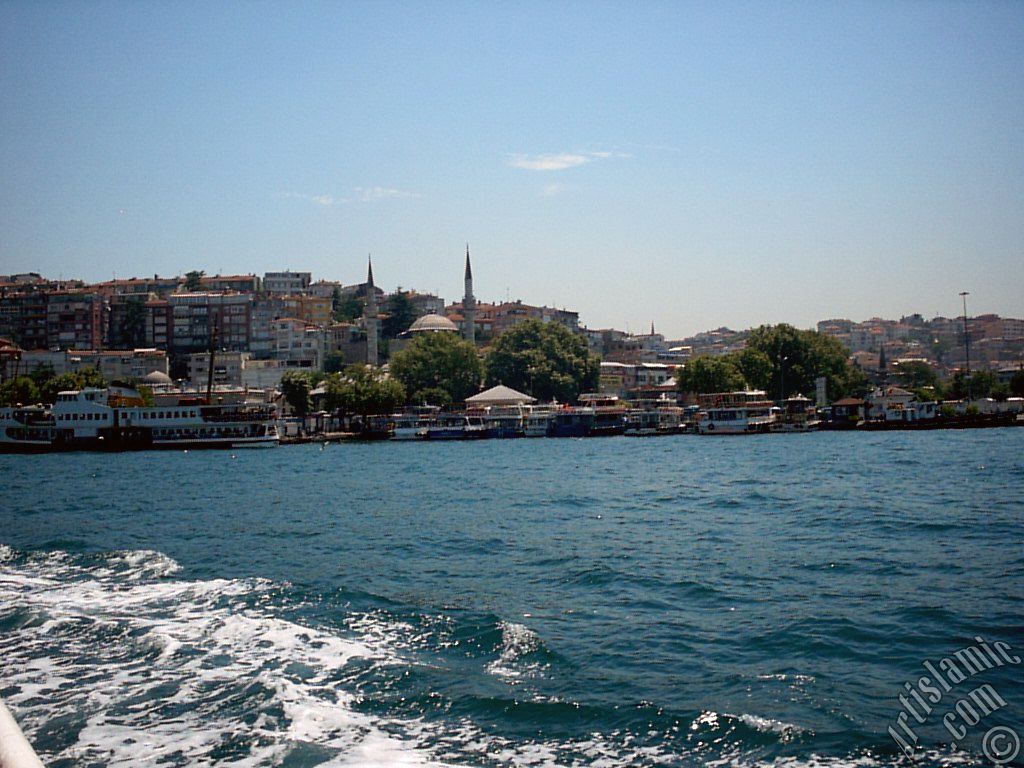 View of Uskudar coast from the Bosphorus in Istanbul city of Turkey.
