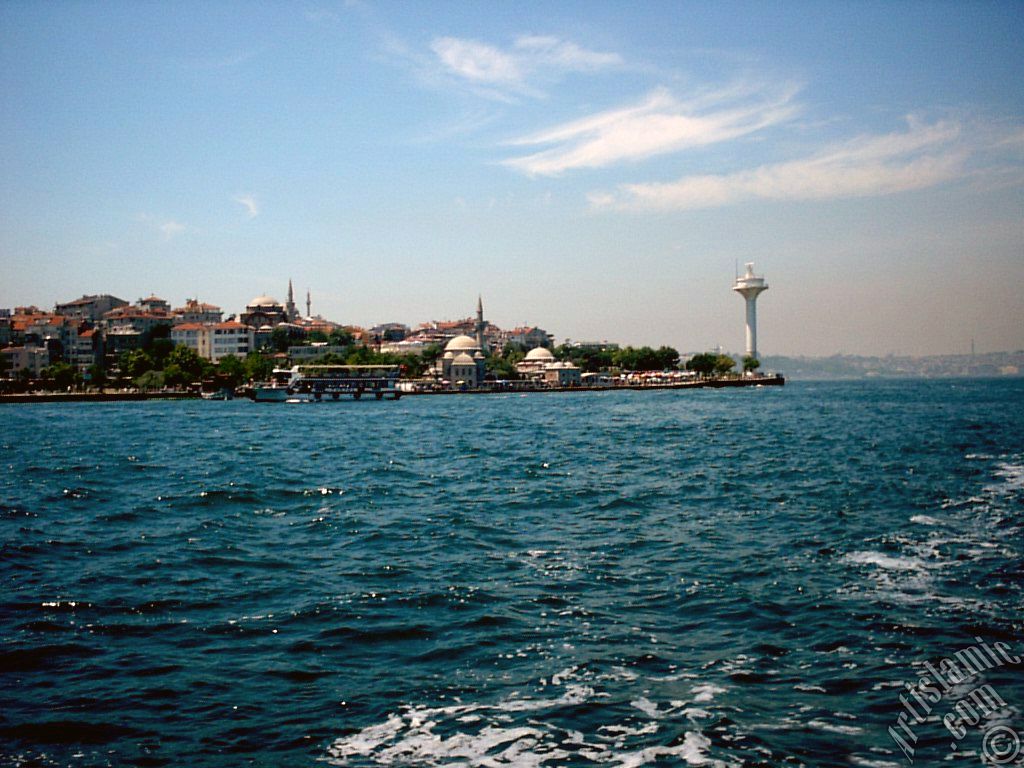 View of Uskudar coast from the Bosphorus in Istanbul city of Turkey.
