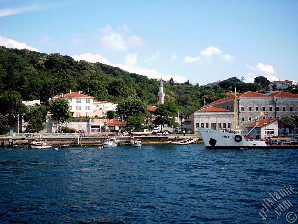 View of Kuzguncuk coast from the Bosphorus in Istanbul city of Turkey.
