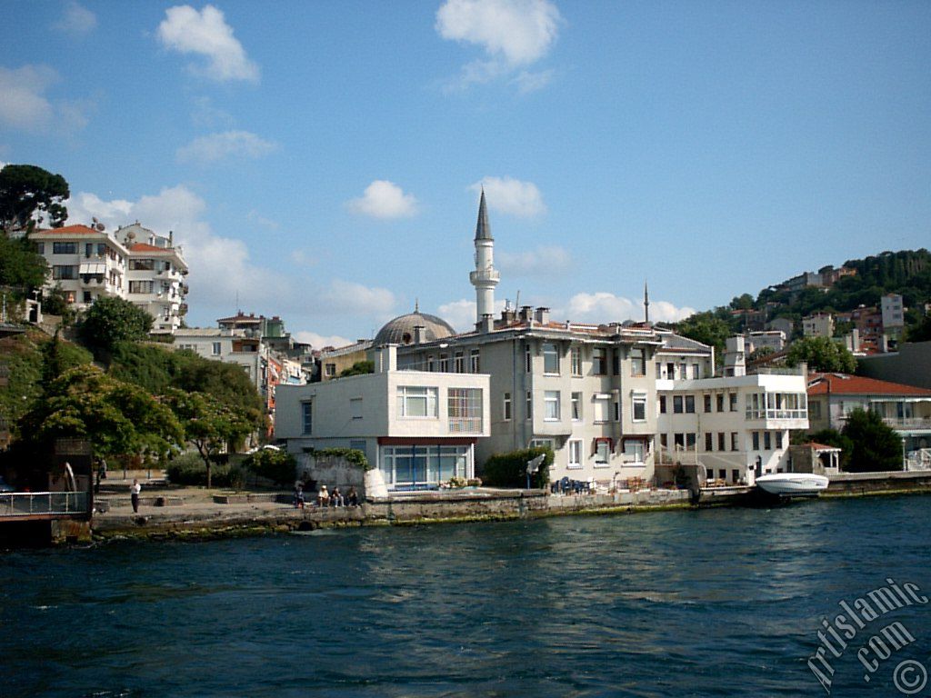 View of Kuzguncuk coast from the Bosphorus in Istanbul city of Turkey.
