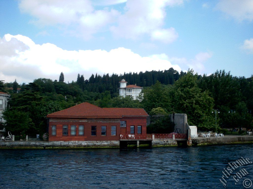 View of Kuzguncuk coast from the Bosphorus in Istanbul city of Turkey.
