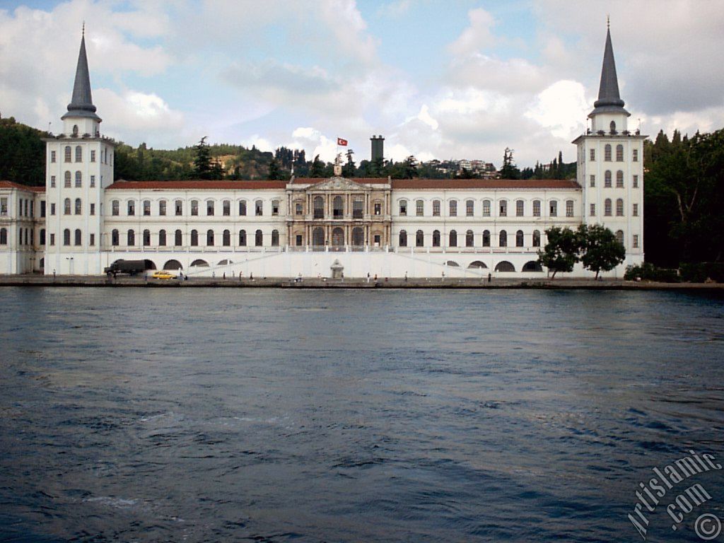 View of Kuleli coast and Kuleli Military School from the Bosphorus in Istanbul city of Turkey.
