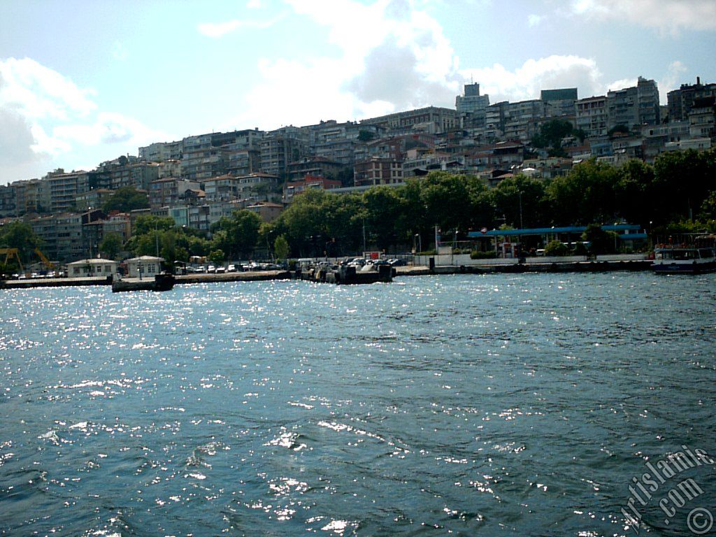 View of Kabatas coast from the Bosphorus in Istanbul city of Turkey.
