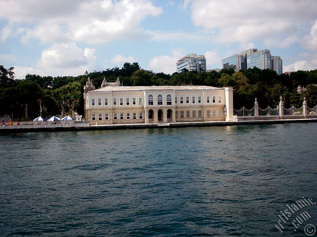 View of the Dolmabahce Palace from the Bosphorus in Istanbul city of Turkey.
