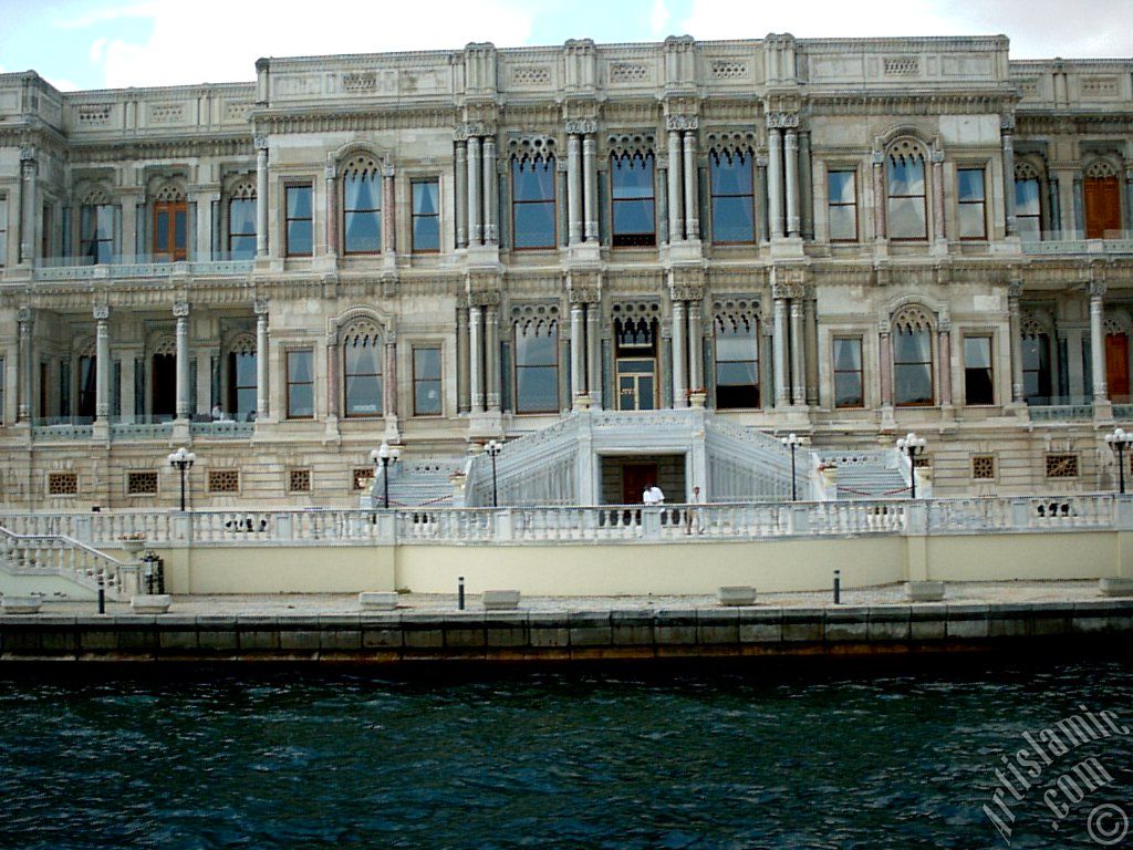 View of the Ciragan Palace from the Bosphorus in Istanbul city of Turkey.
