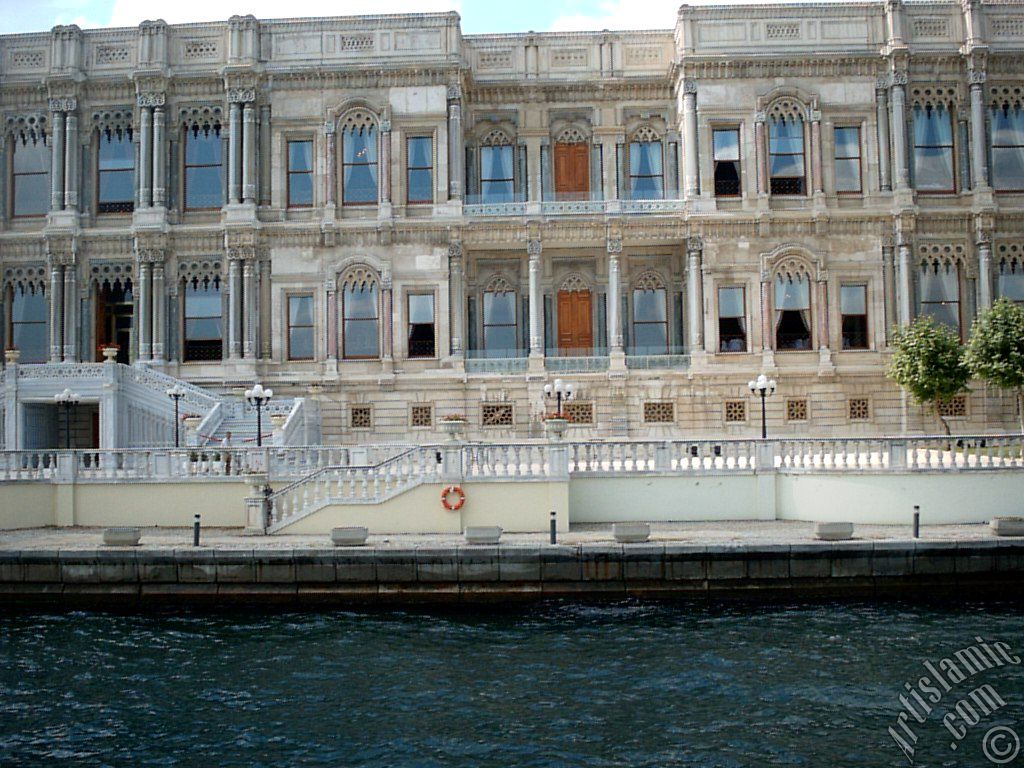 View of the Ciragan Palace from the Bosphorus in Istanbul city of Turkey.
