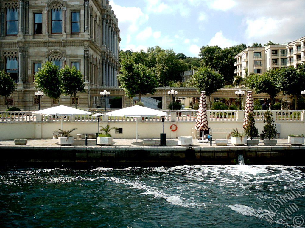 View of the Ciragan Palace from the Bosphorus in Istanbul city of Turkey.
