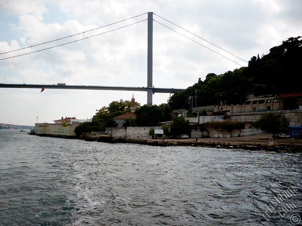 View of Ortakoy coast from the Bosphorus in Istanbul city of Turkey.
