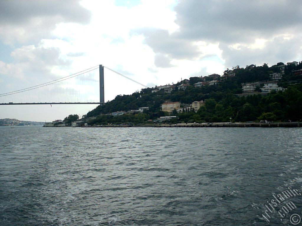 View of Ortakoy coast from the Bosphorus in Istanbul city of Turkey.
