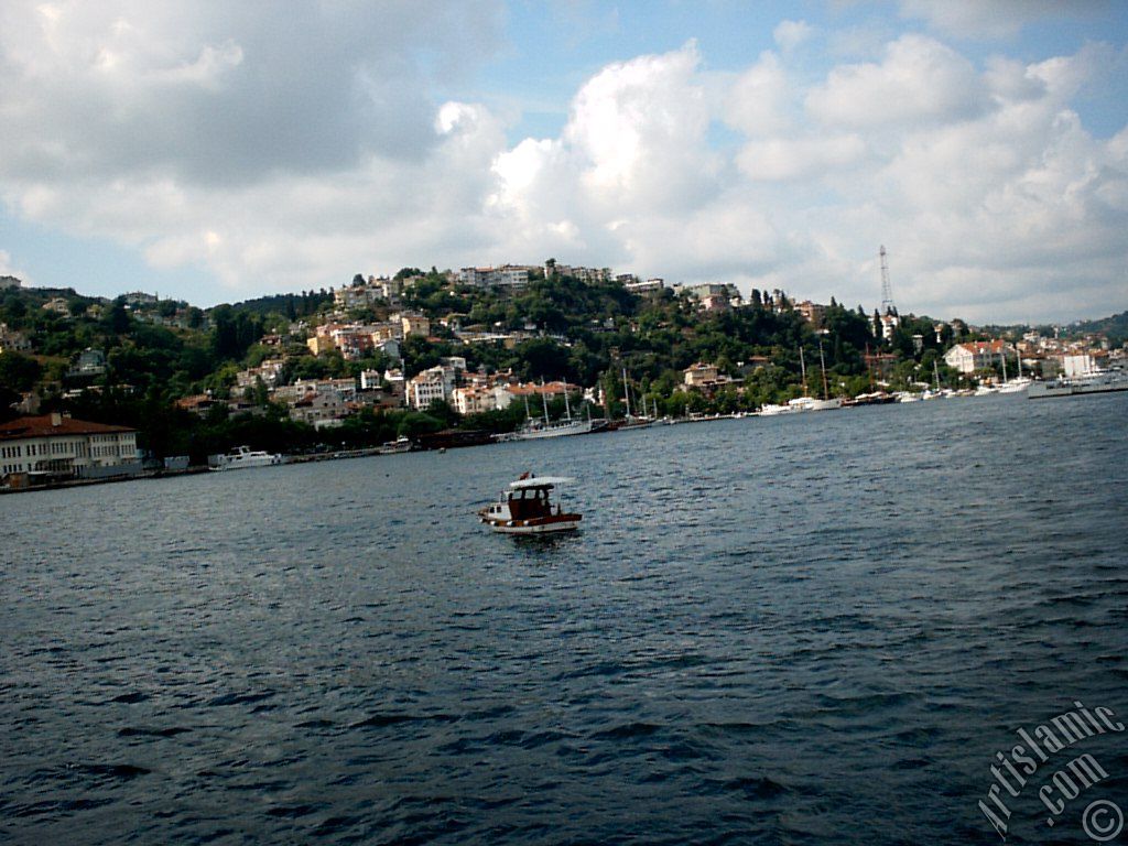 View of Kurucesme coast from the Bosphorus in Istanbul city of Turkey.
