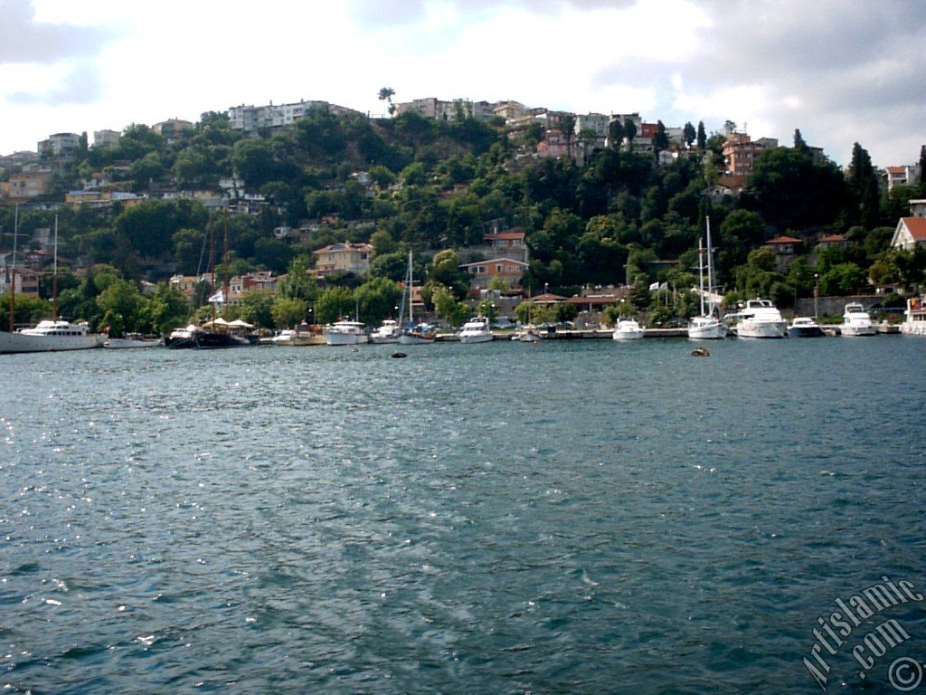 View of Kurucesme coast from the Bosphorus in Istanbul city of Turkey.
