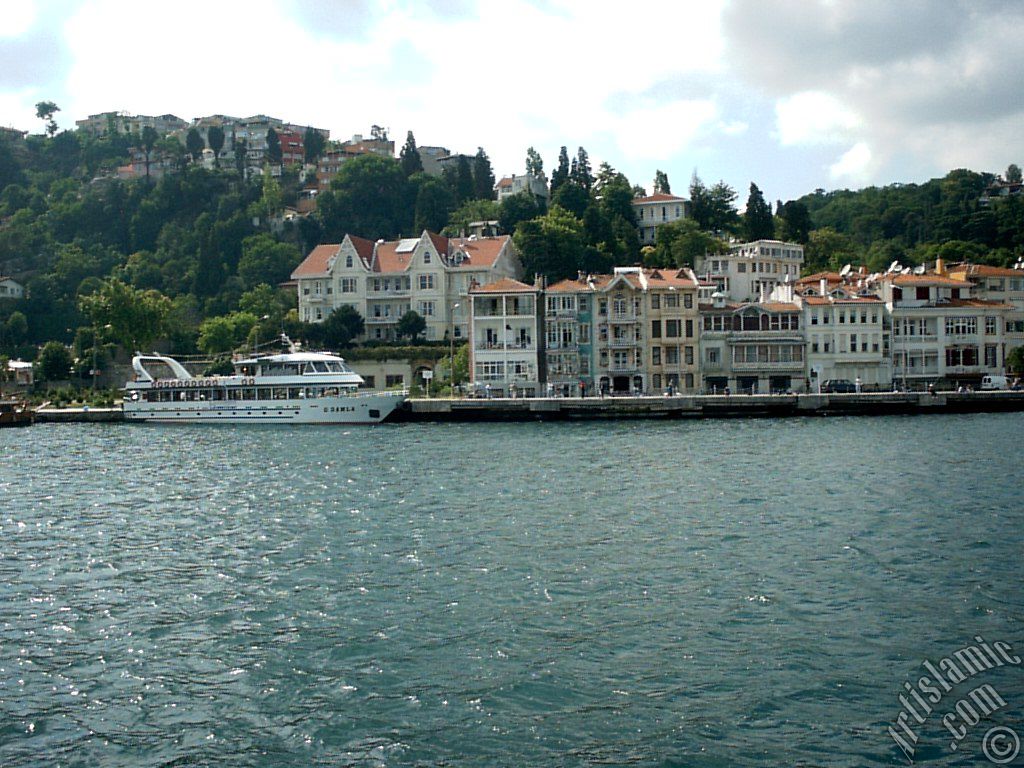 View of Kurucesme coast from the Bosphorus in Istanbul city of Turkey.
