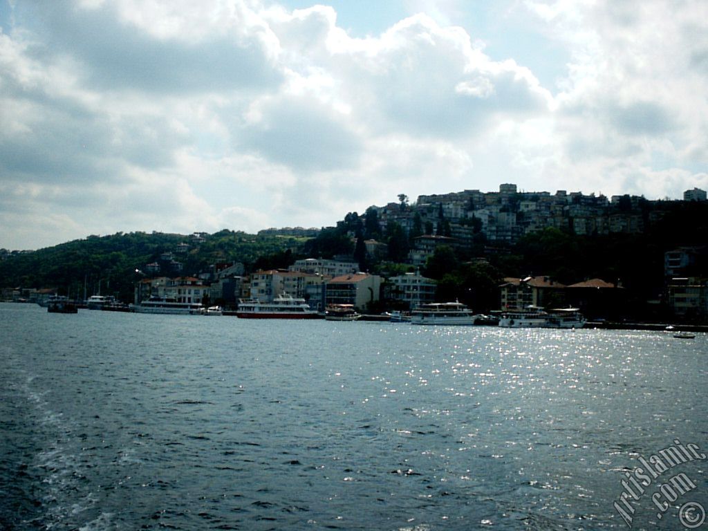 View of Kurucesme coast from the Bosphorus in Istanbul city of Turkey.
