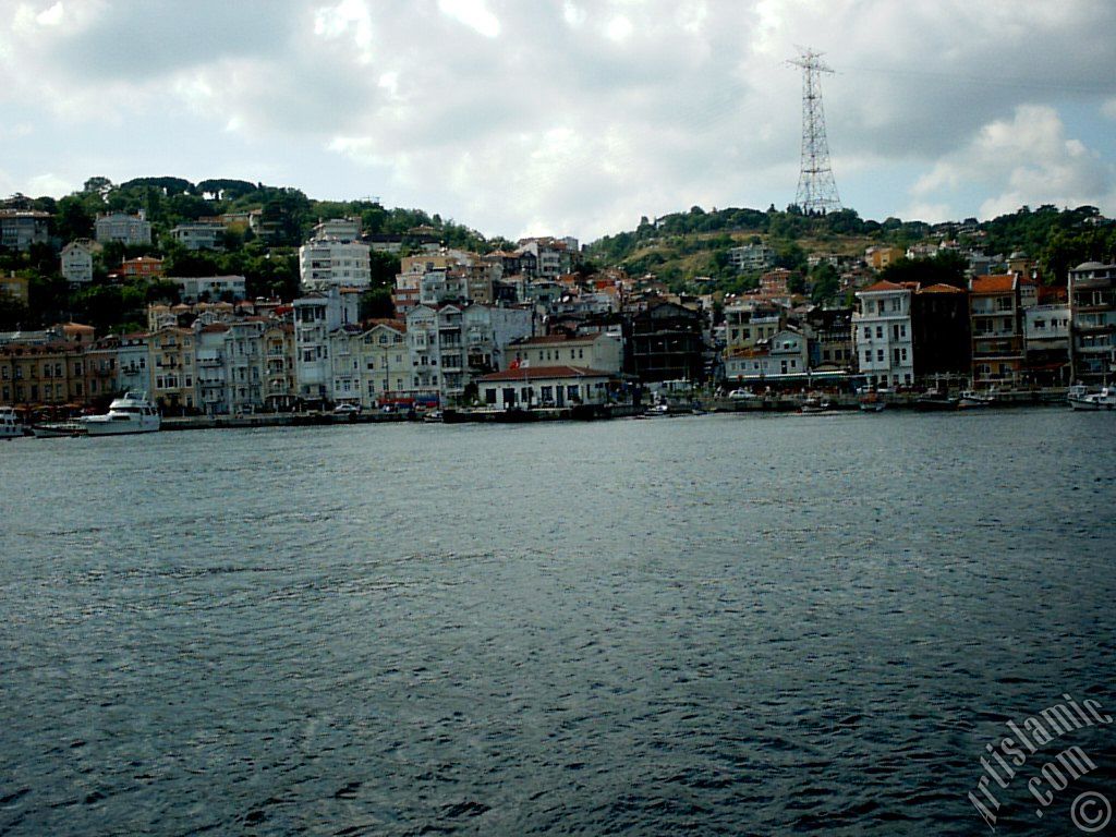 View of Arnavutkoy coast from the Bosphorus in Istanbul city of Turkey.
