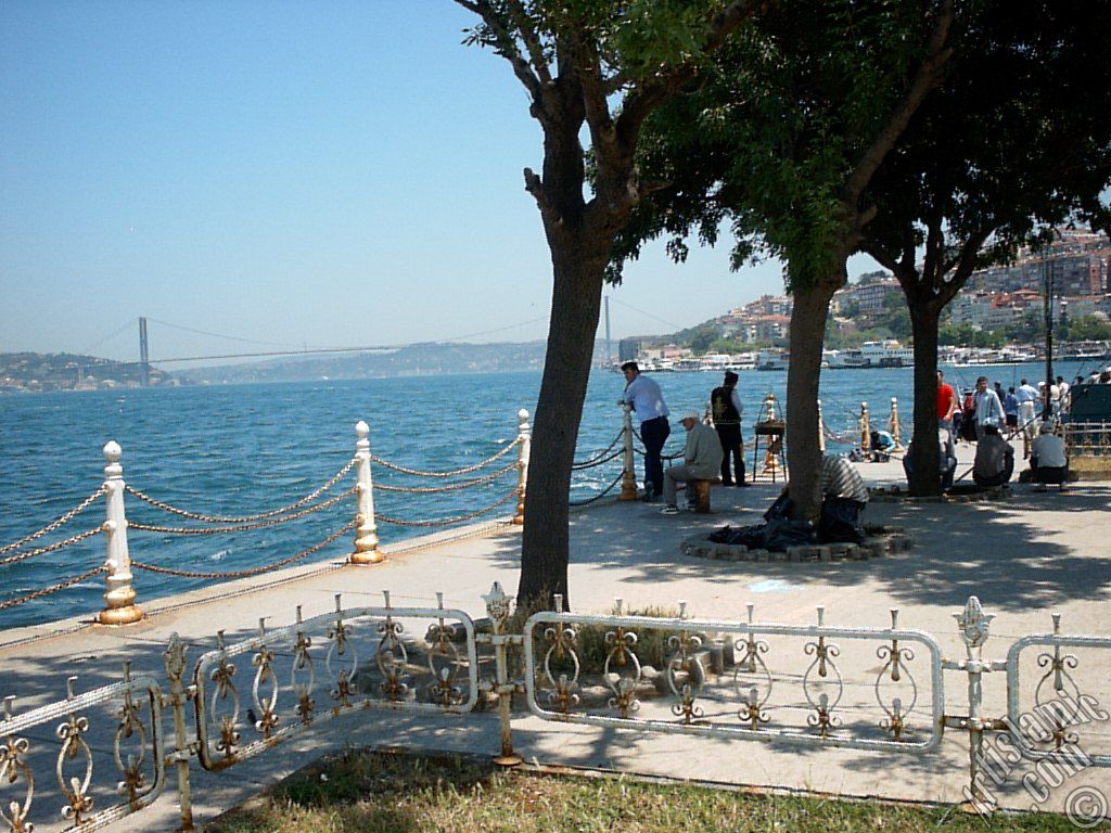 View of Bosphorus and Bosphorus Bridge from Uskudar shore of Istanbul city of Turkey.
