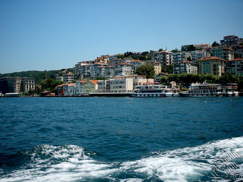 View of Uskudar coast from the Bosphorus in Istanbul city of Turkey.
