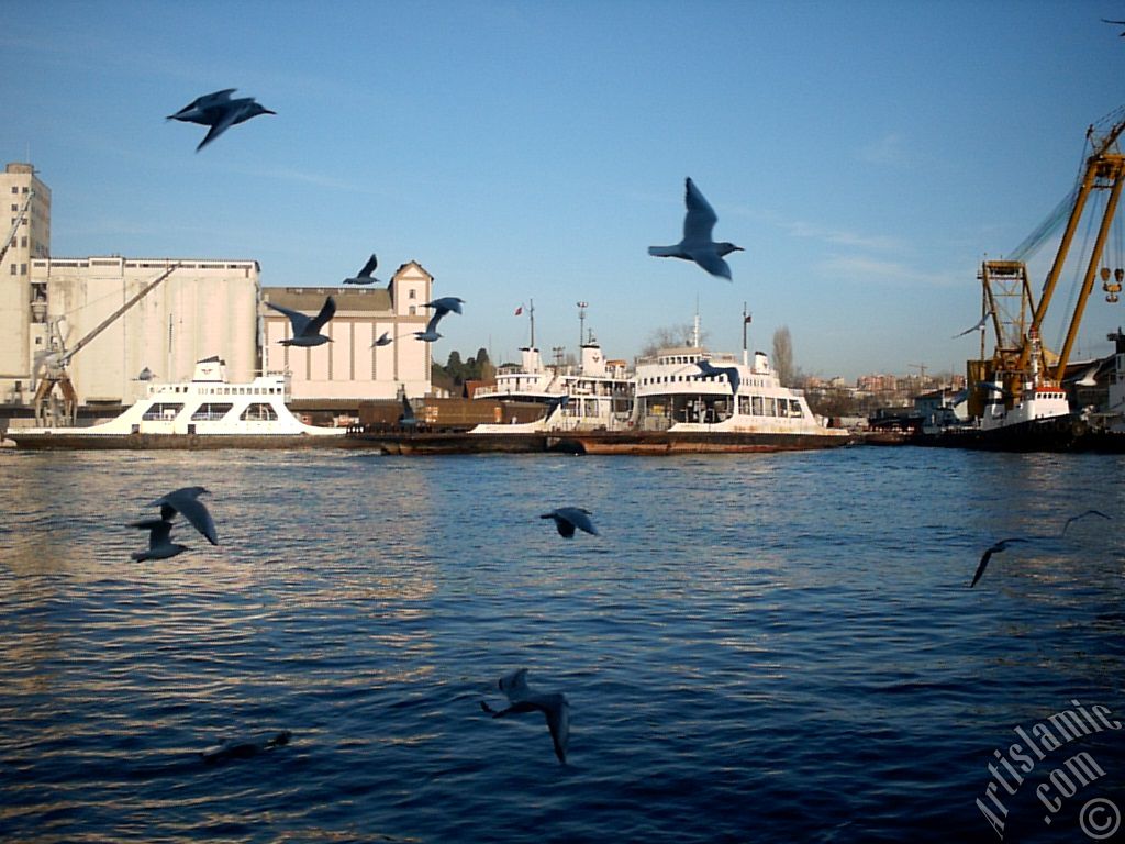 View of Haydarpasha train station from the sea in Istanbul city of Turkey.
