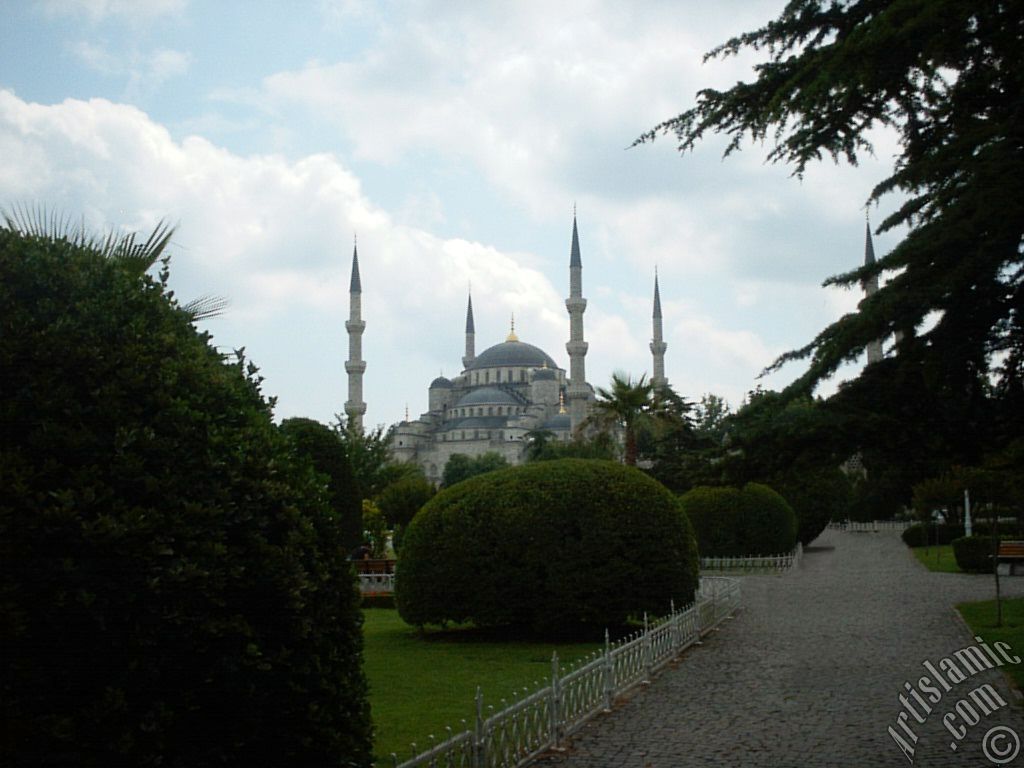 Sultan Ahmet Mosque (Blue Mosque) located in the district of Sultan Ahmet in Istanbul city of Turkey.
