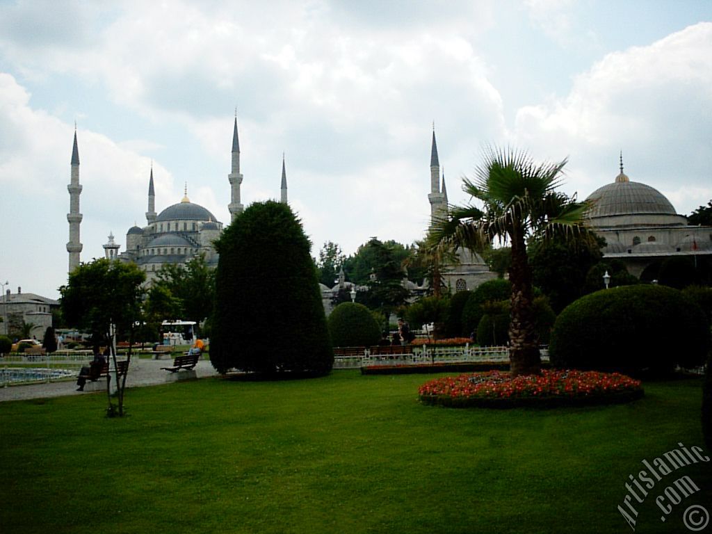 Sultan Ahmet Mosque (Blue Mosque) located in the district of Sultan Ahmet in Istanbul city of Turkey.
