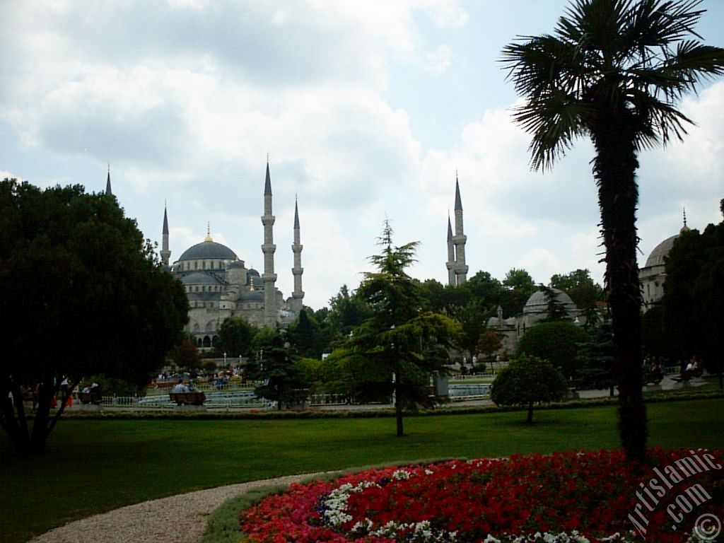Sultan Ahmet Mosque (Blue Mosque) located in the district of Sultan Ahmet in Istanbul city of Turkey.
