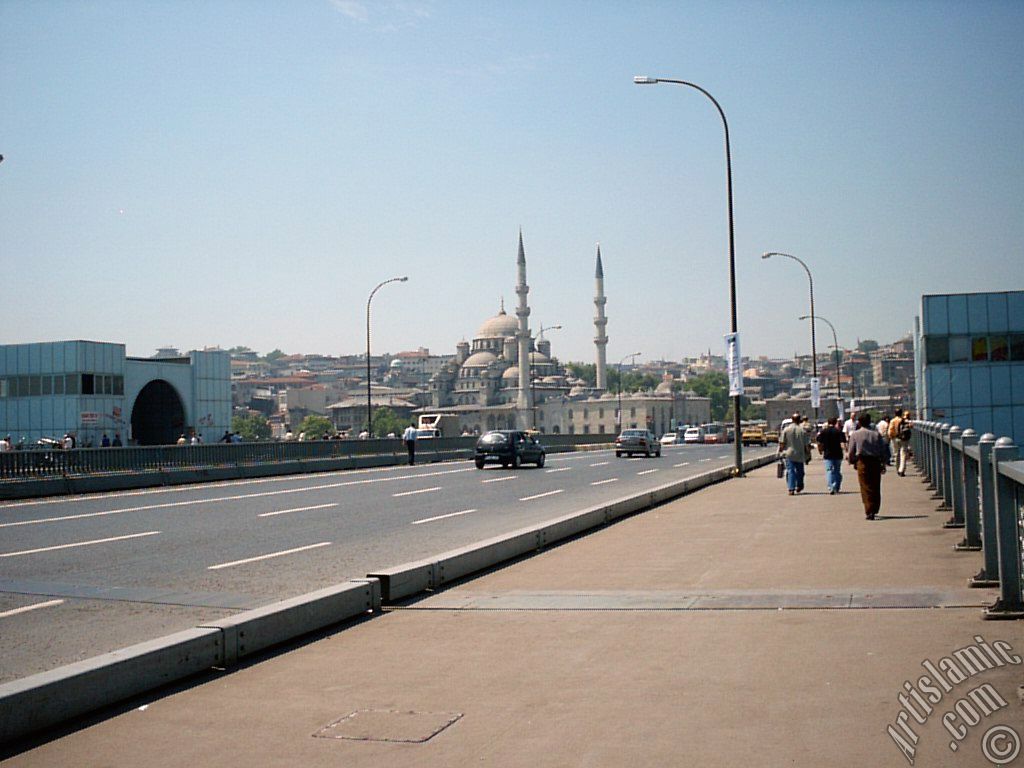View towards Yeni Cami (Mosque) from Galata Bridge located in Istanbul city of Turkey.
