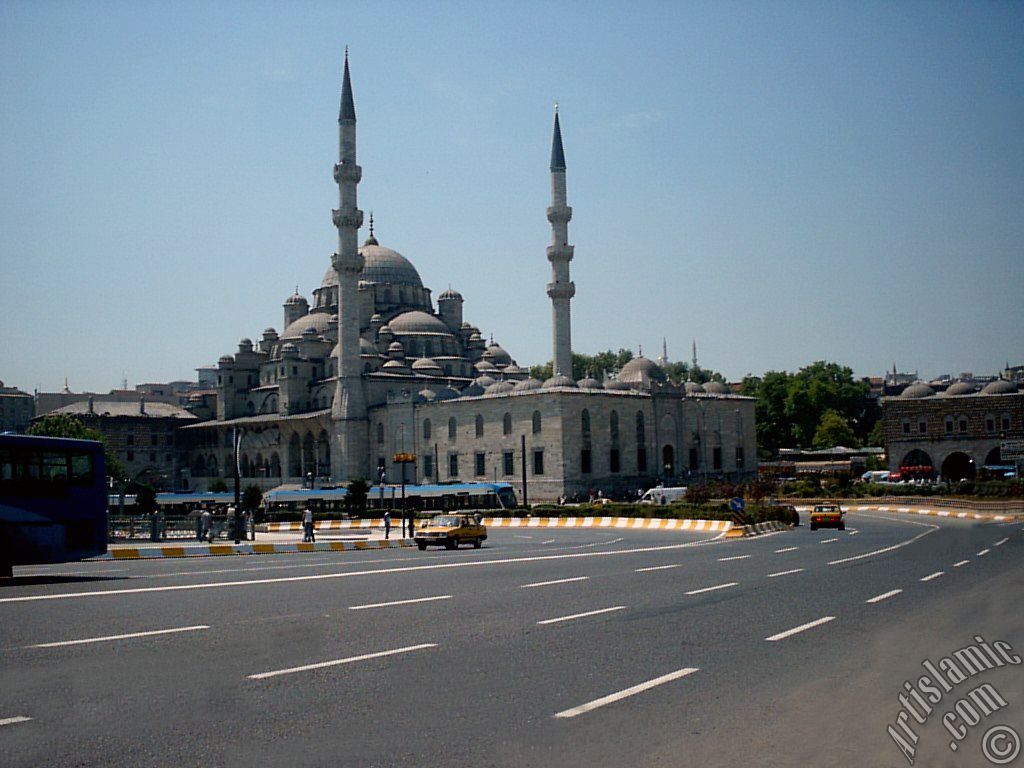 View towards Yeni Cami (Mosque) from Galata Bridge located in Istanbul city of Turkey.
