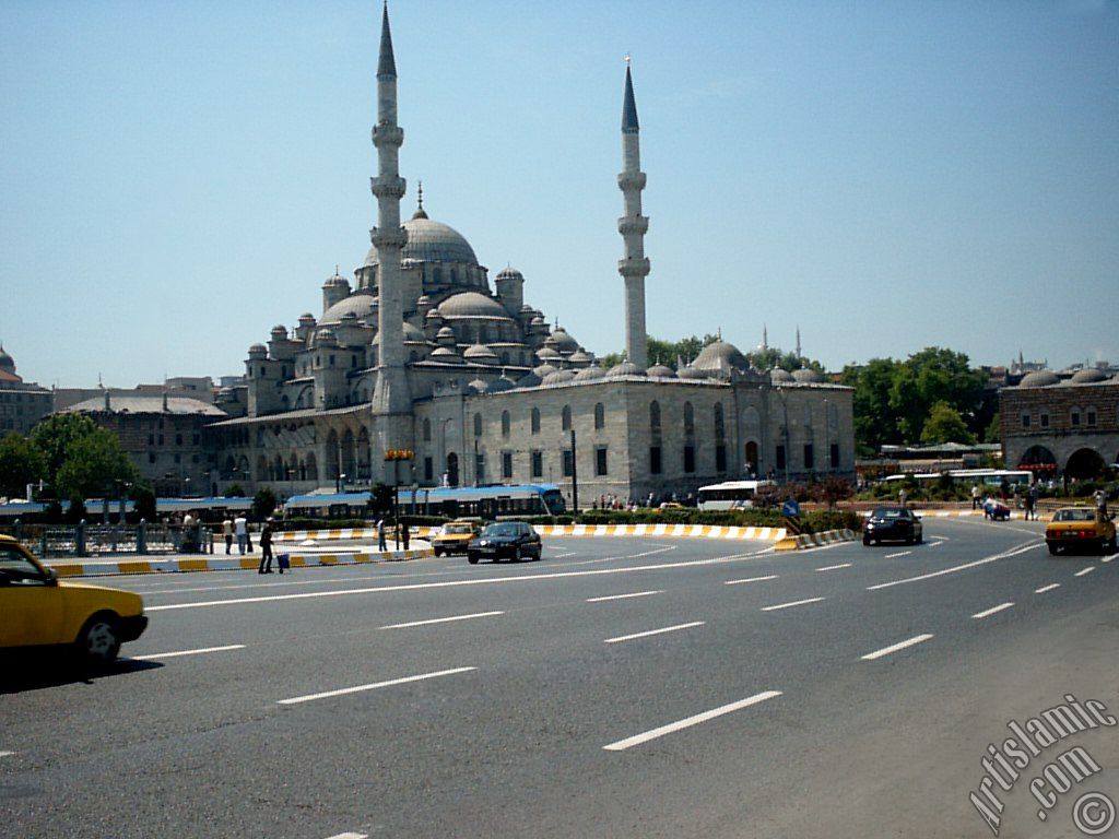 View towards Yeni Cami (Mosque) from Galata Bridge located in Istanbul city of Turkey.
