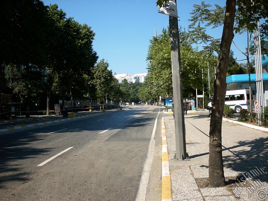 View towards Dolmabahce district from Kabatas coast in Istanbul city of Turkey.
