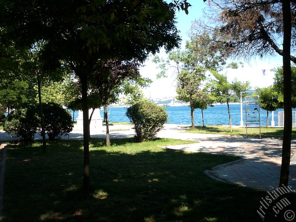 View towards sea from a park at Kabatas shore in Istanbul city of Turkey.
