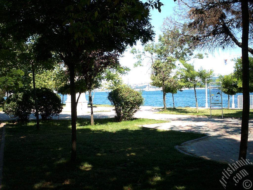 View towards sea from a park at Kabatas shore in Istanbul city of Turkey.
