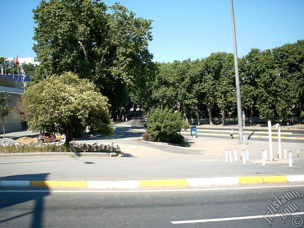 View towards Besiktas district from Dolmabahce district in Istanbul city of Turkey.
