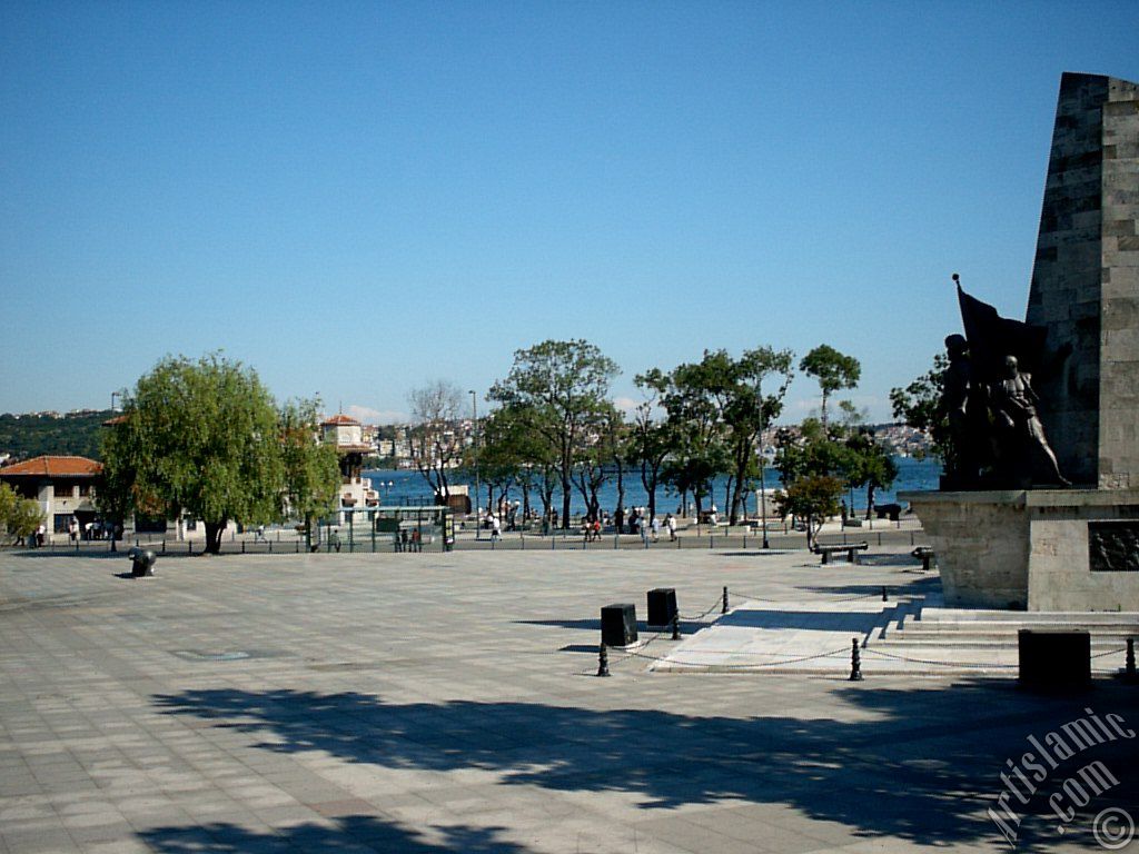 View of a park on the shore of Besiktas district in Istanbul city of Turkey.
