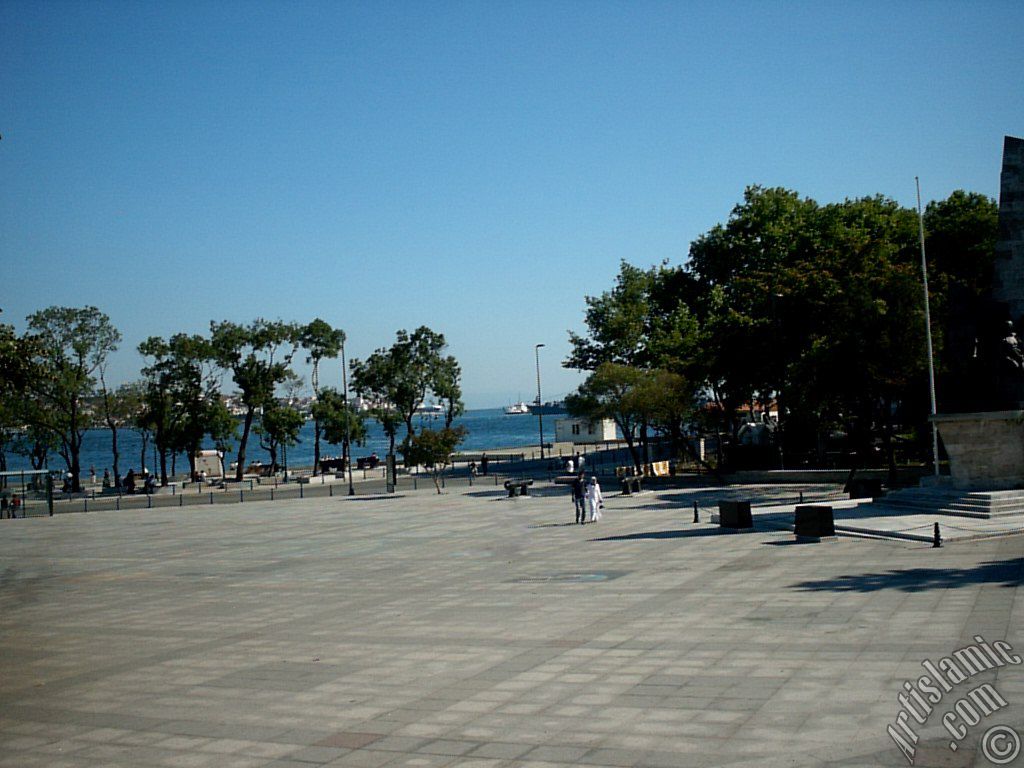 View of a park on the shore of Besiktas district in Istanbul city of Turkey.
