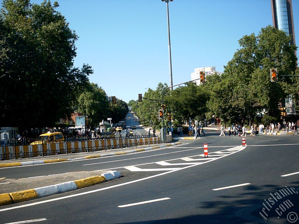 View towards Yildiz district from Besiktas coast in Istanbul city of Turkey.
